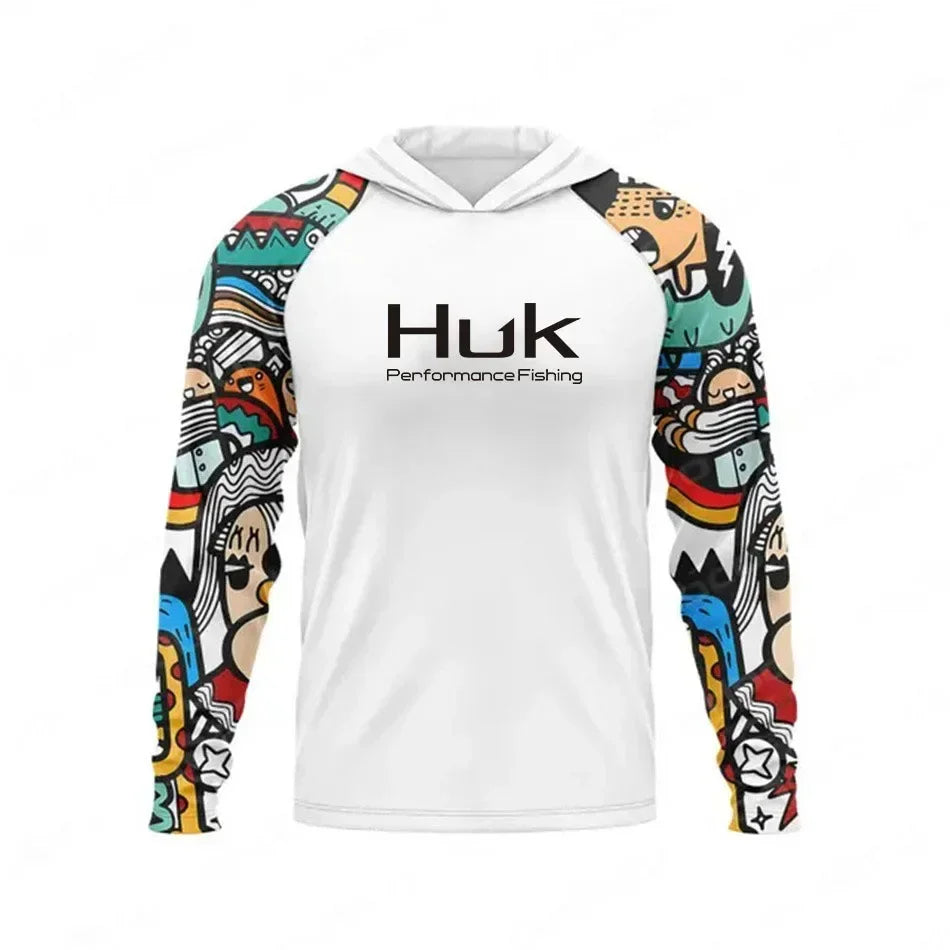 Nova Men's Performance Fishing Shirt - Animated Print Anti-UV Sunscreen Hoodie - Lightweight Quick-Dry Outdoor Apparel 06 Nova Fishing & Outdoors