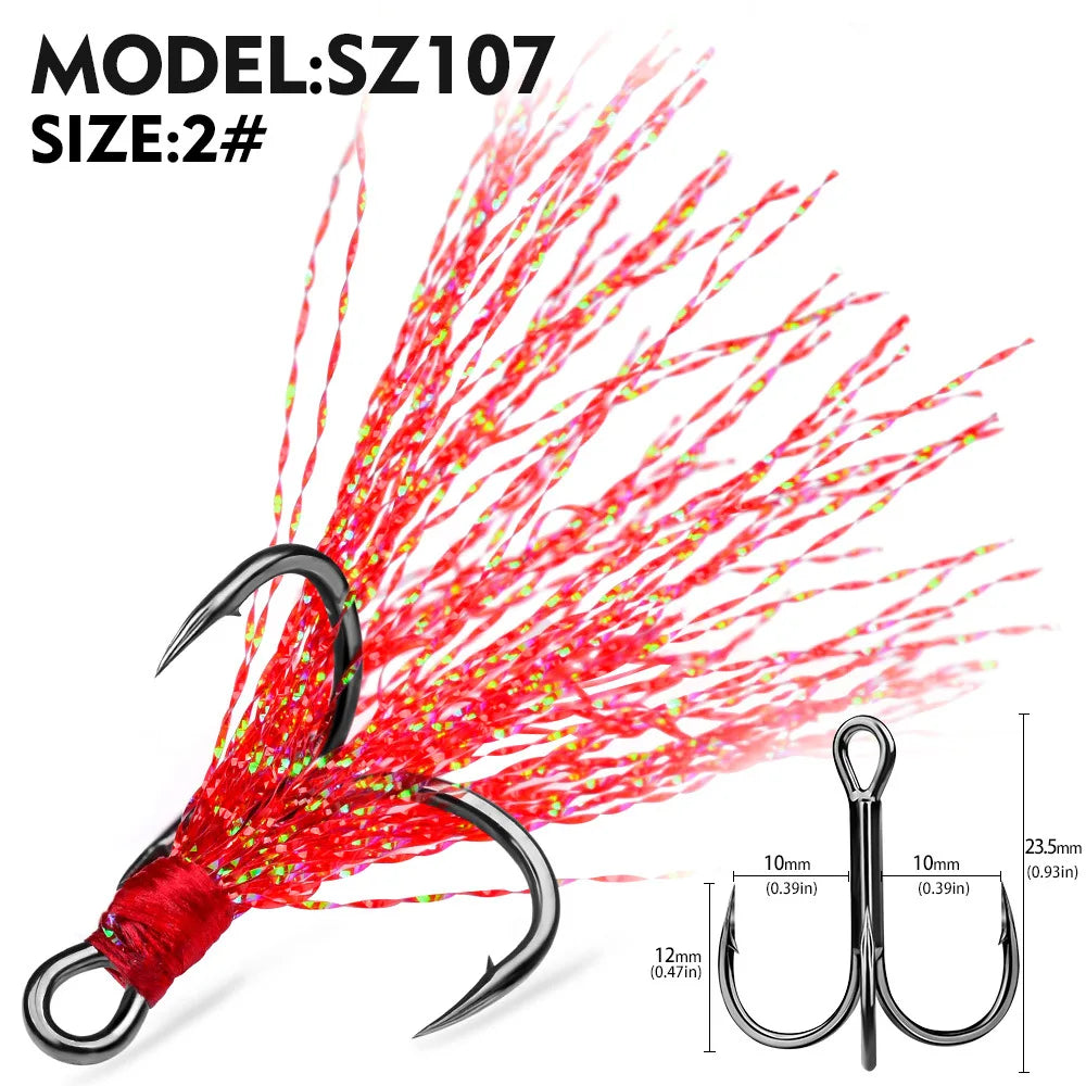 Nova Feathered Treble Hooks – 4X Strong Dressed Trebles for Topwater & Crankbaits (5/10-Pack) Red Size 2 Nova Fishing & Outdoors