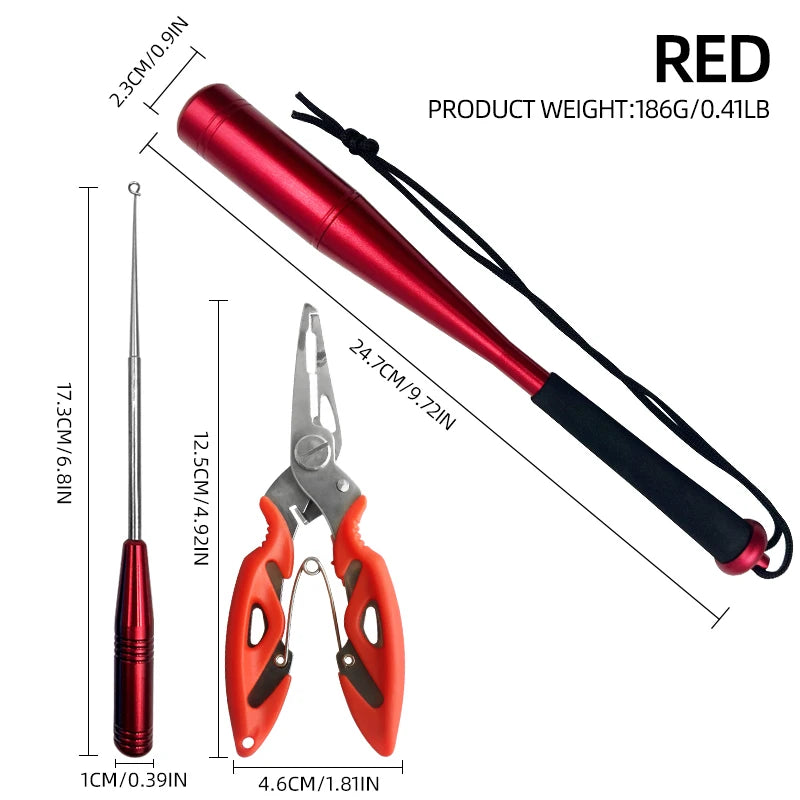 Aluminum Alloy Sea Fishing Tool Set with Hook Remover Red-3pcs Nova Fishing & Outdoors