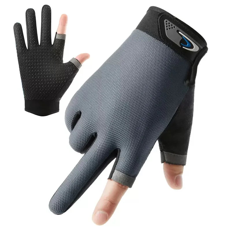 Two-Finger Cut Fishing Gloves – Touchscreen & Sun Protection for Summer Anglers GRAY One Size Nova Fishing & Outdoors