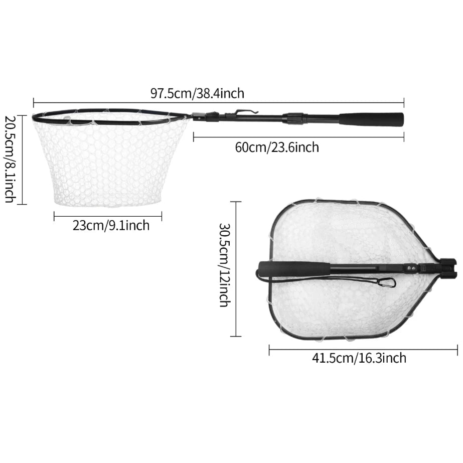 Nova Fishing Landing Net - Aluminum Alloy Telescoping Folding Mesh Net - Safe Fish Catching & Releasing