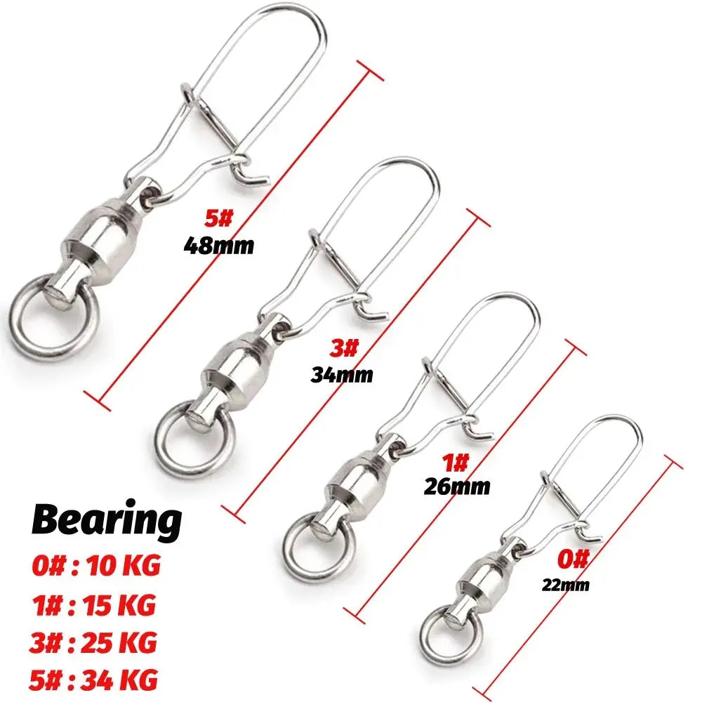 20-Piece Swivel Snap Connectors with Ball Bearing Rolling Ring - 20Pc Ball Bearing Nova Fishing & Outdoors