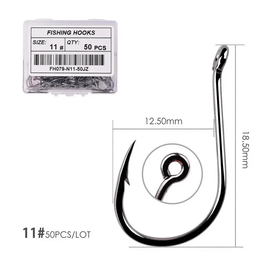 Nova Offset Circle Hooks – Sizes #1 to 5/0, Live Bait Fishing Hooks (20/50 Pack) Size 11 - 50pc Nova Fishing & Outdoors