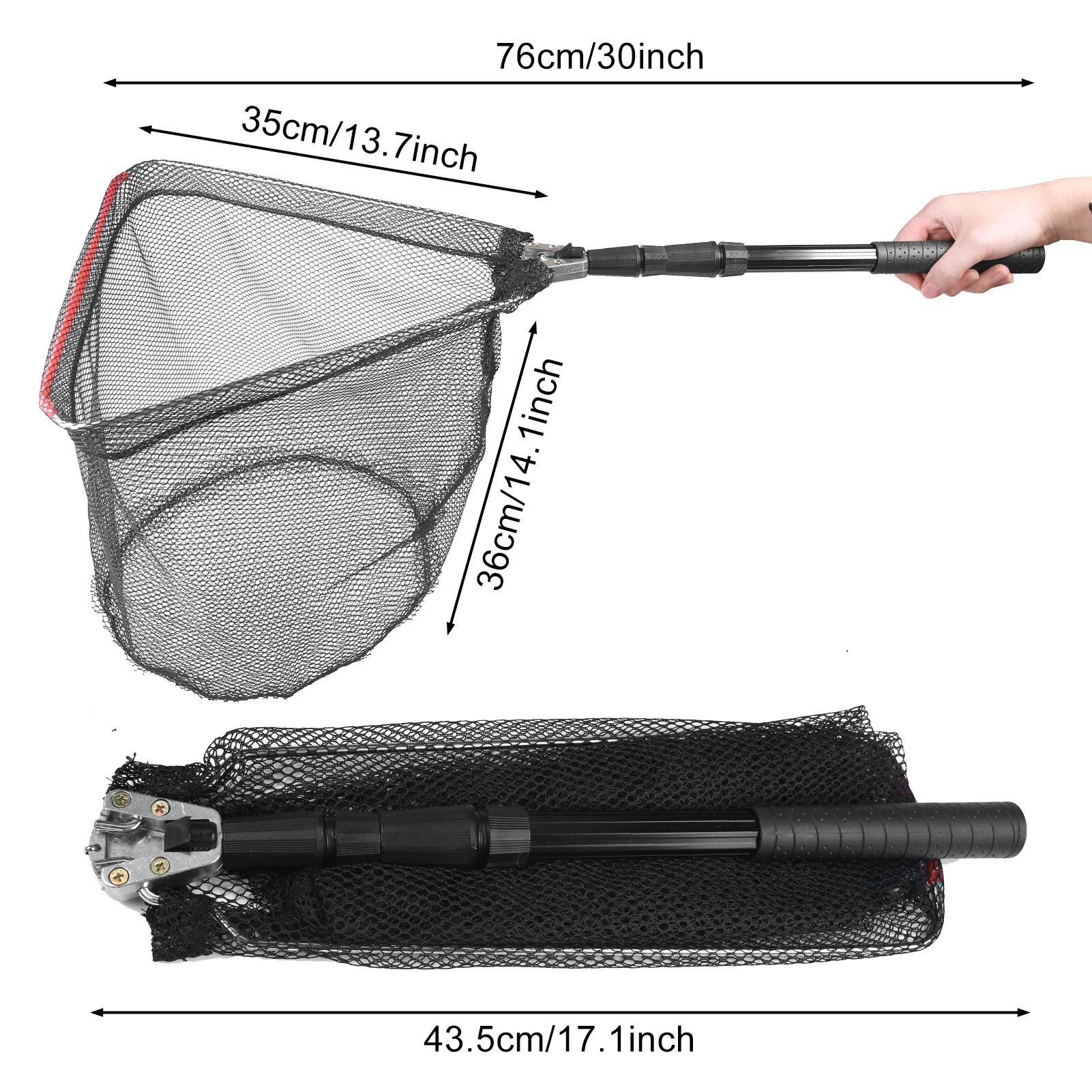 Nova Fishing Landing Net - Aluminum Alloy Telescoping Folding Mesh Net - Safe Fish Catching & Releasing