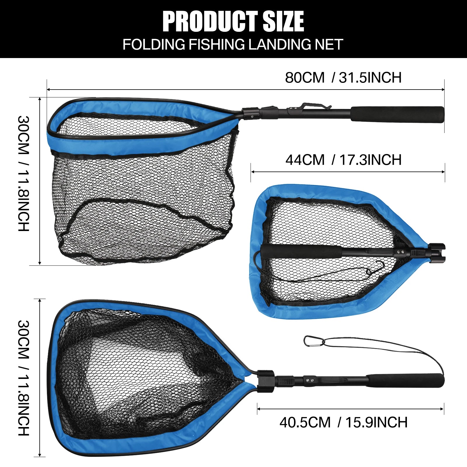 Nova Fishing Landing Net - Aluminum Alloy Telescoping Folding Mesh Net - Safe Fish Catching & Releasing
