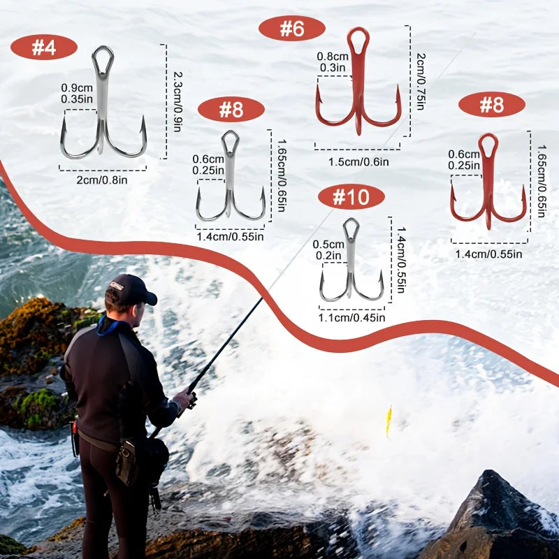 Nova Treble Hook Value Set – Strong Sharp Round Bend Lure Hooks, Saltwater & Freshwater (50/130pc)
