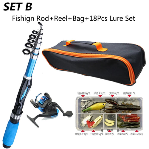 All-in-One 1.2M Telescopic Fishing Kit with Reel and Accessories SetB Nova Fishing & Outdoors