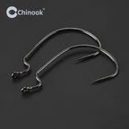Nova Wide Gap Worm Hooks – Offset EWG Hooks for Bass & Soft Plastics, Carbon Steel (20-Pack)