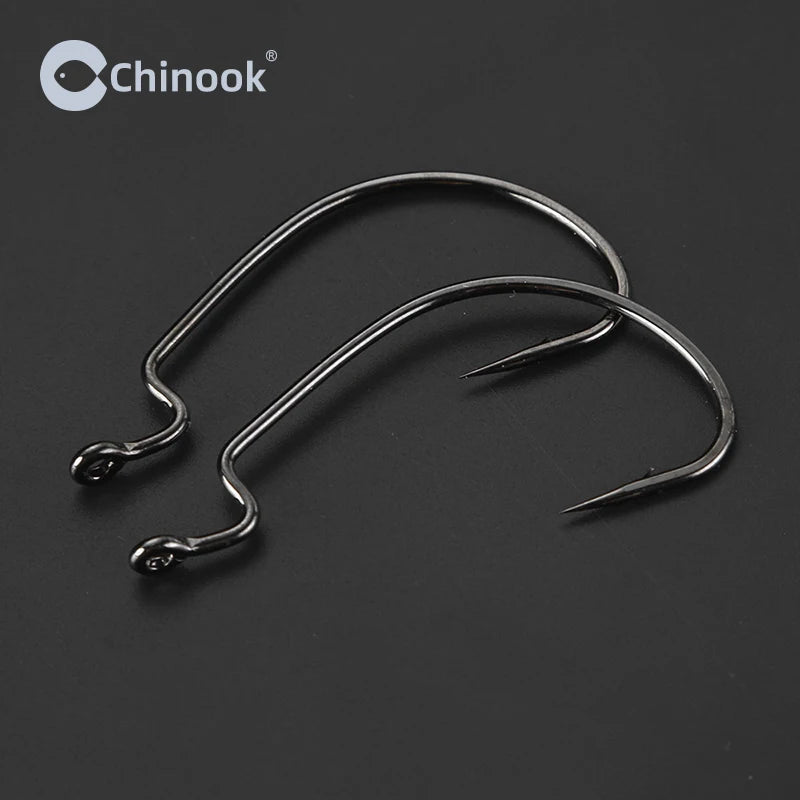 Nova Wide Gap Worm Hooks – Offset EWG Hooks for Bass & Soft Plastics, Carbon Steel (20-Pack)