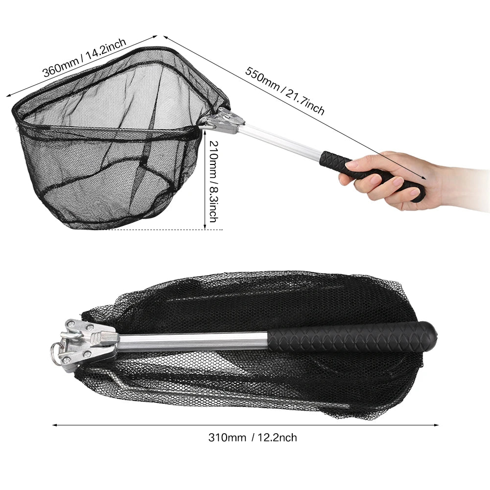Nova Fishing Landing Net - Aluminum Alloy Telescoping Folding Mesh Net - Safe Fish Catching & Releasing