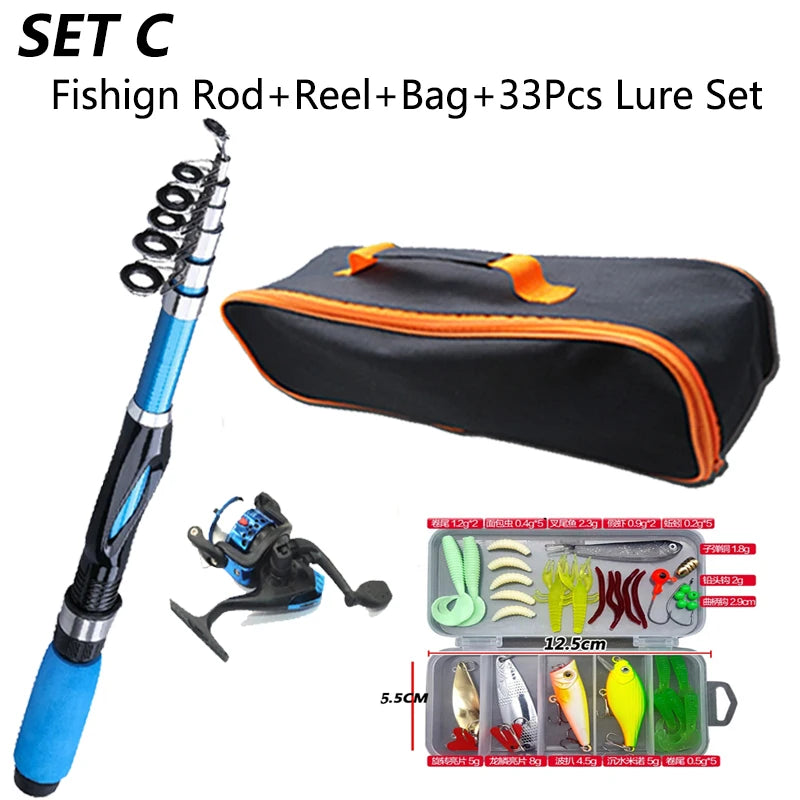All-in-One 1.2M Telescopic Fishing Kit with Reel and Accessories SetC Nova Fishing & Outdoors