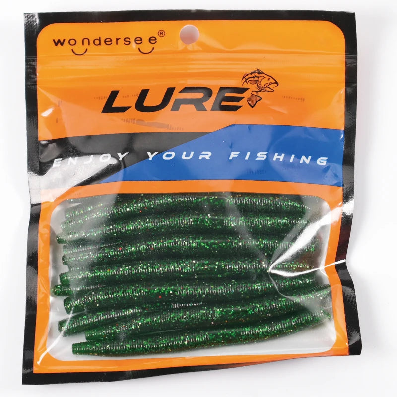 Nova Senko Worm Soft Bait 10cm 14cm Salt Scent Infused Realistic Noodle Lure - 20pcs Green Nova Fishing & Outdoors