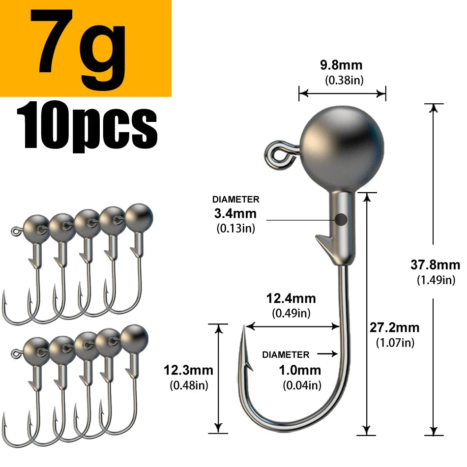 Jig Head Hook Assortment – 1g to 28g Weights for Soft Plastics 7g Nova Fishing & Outdoors