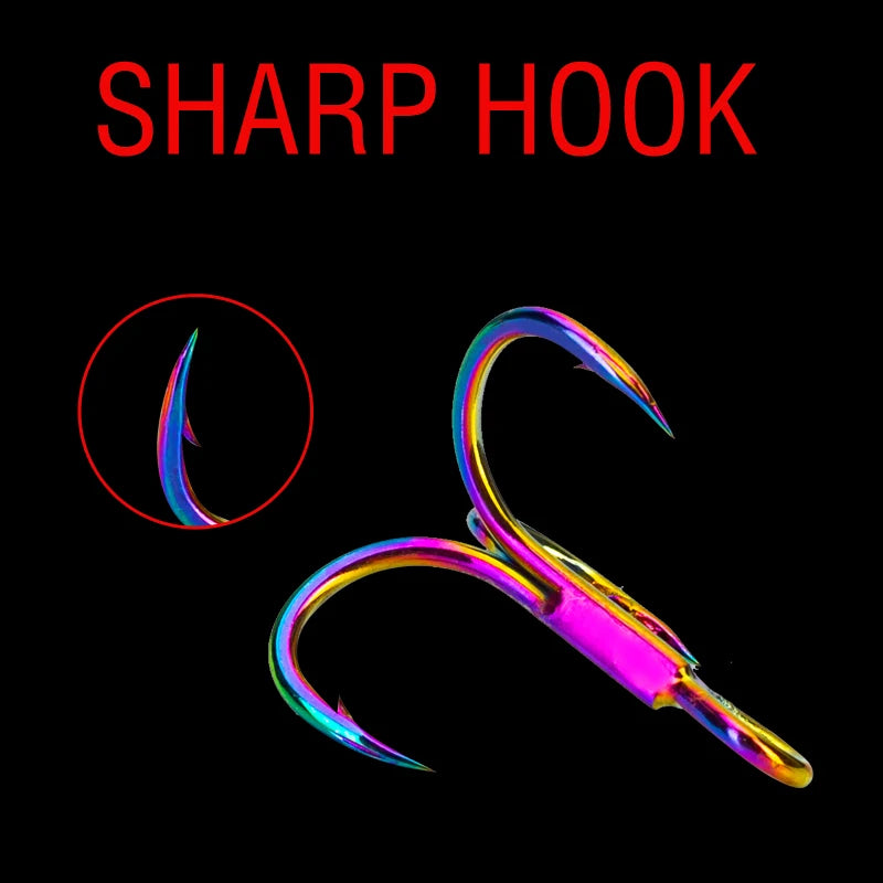 Nova Colorful Treble Hooks – Antirust Barbed Lure Hooks, Sizes #4-#10 (10-Pack)
