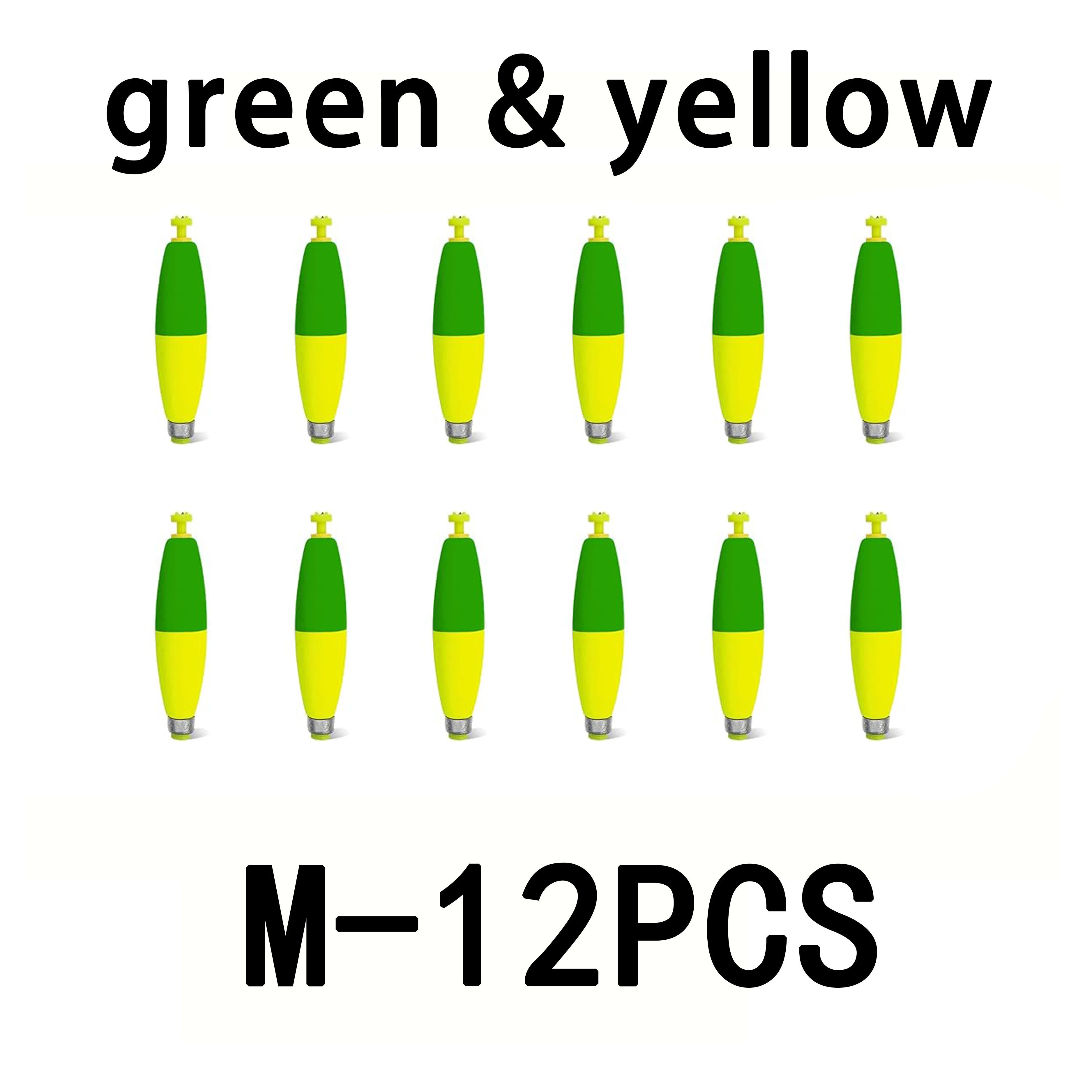 Nova Weighted Snap-On Corks – EVA Foam Peg Floats for Crappie & Panfish (12-Pack) M green yellow Nova Fishing & Outdoors