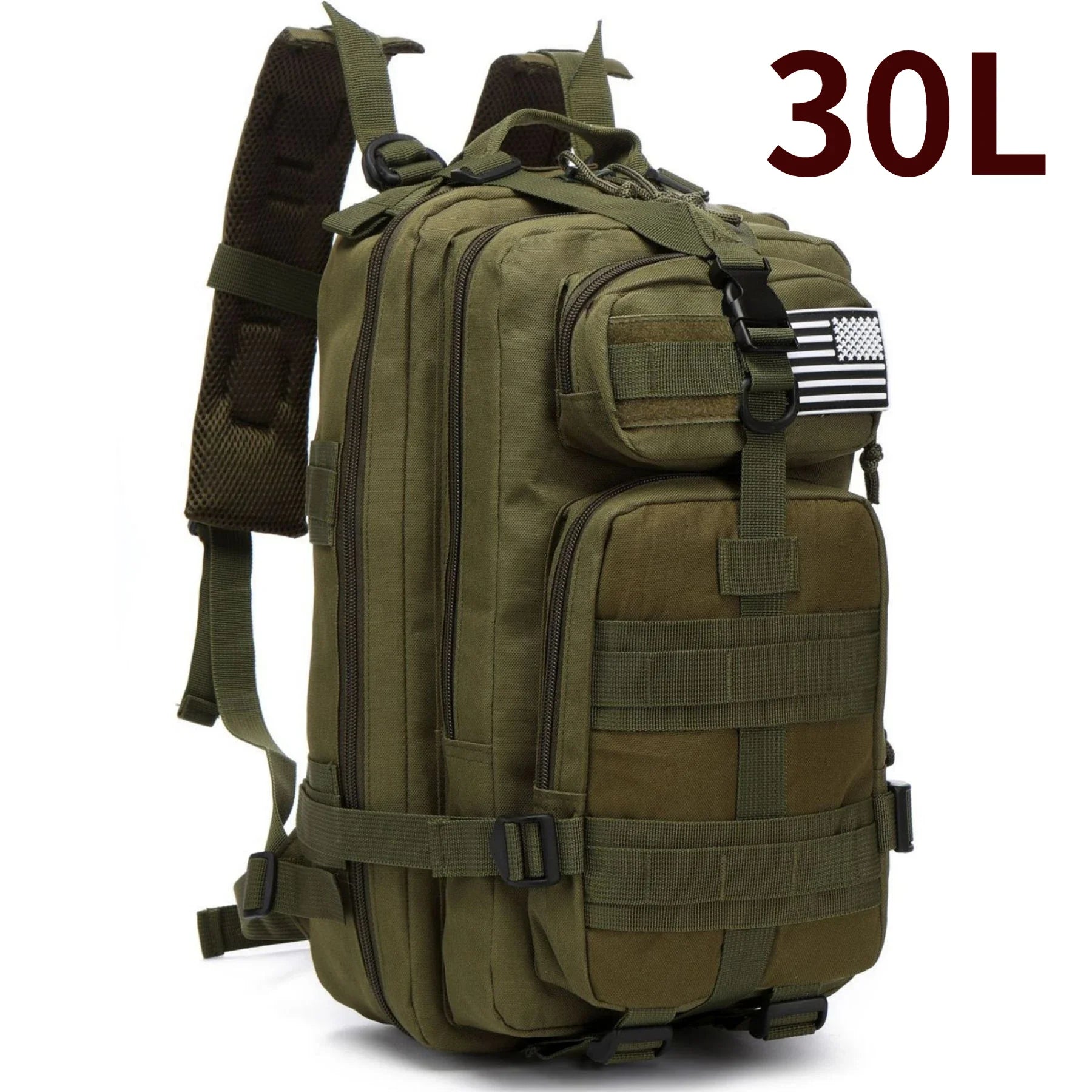 Nova Military Tactical Backpack Large Molle Outdoor Rucksack Waterproof Camping Hiking Fishing Bag Green (30L) Nova Fishing & Outdoors