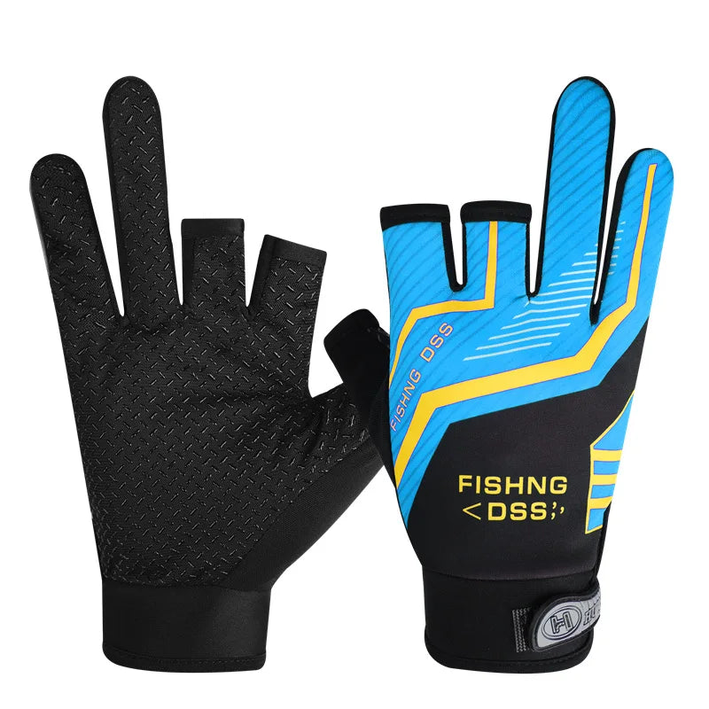Summer Fishing Gloves – Three-Finger Ice Silk Design for Hot Weather Blue Nova Fishing & Outdoors