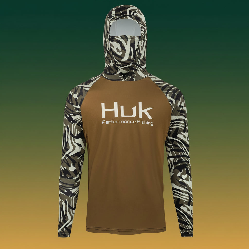 Nova Men's Performance Fishing Hoodie UPF 50+ Sun Protection Shirt with Built-In Face Mask Quick-Dry XDYHUK0708 Nova Fishing & Outdoors