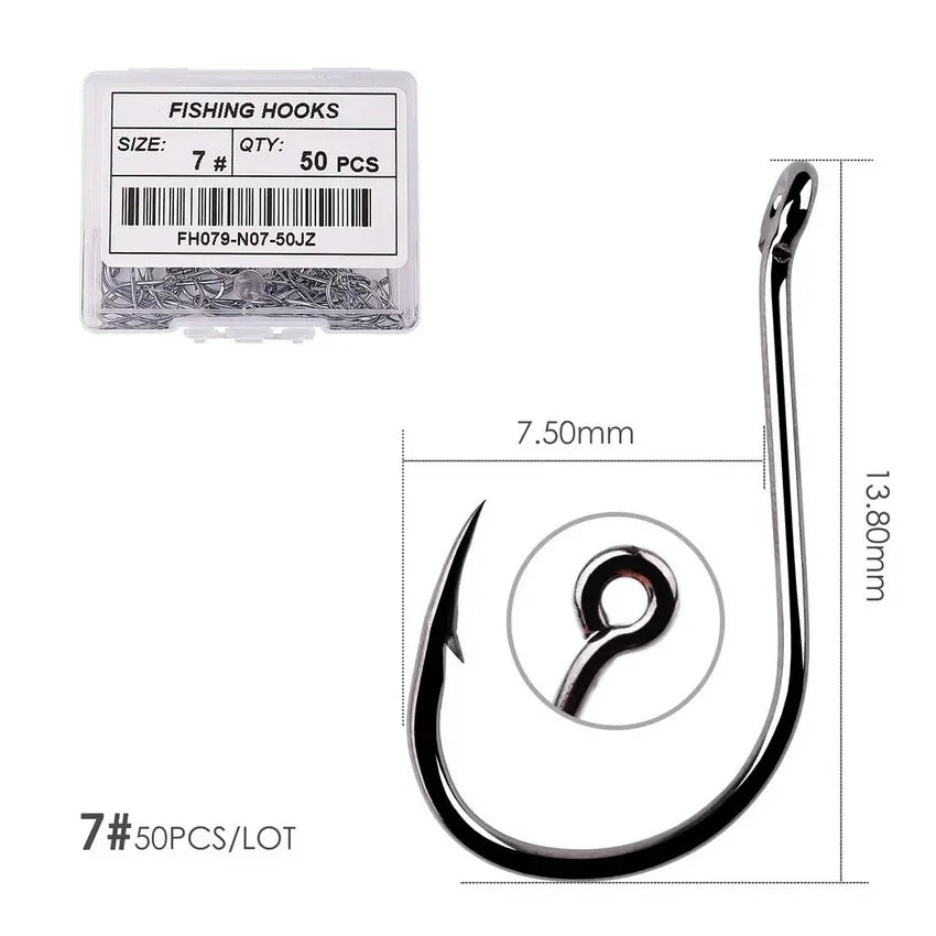 Nova Offset Circle Hooks – Sizes #1 to 5/0, Live Bait Fishing Hooks (20/50 Pack) Size 7 - 50pc Nova Fishing & Outdoors