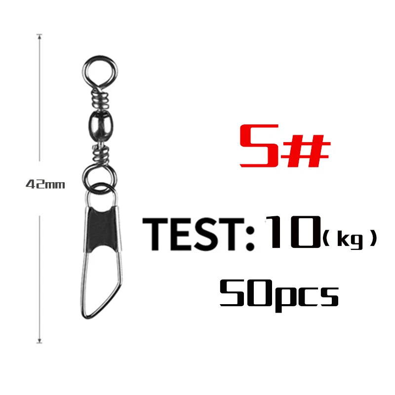 Snap Swivel Connectors – 50-Piece Stainless Steel Saltwater Fishing Terminal Tackle Size 5 Nova Fishing & Outdoors