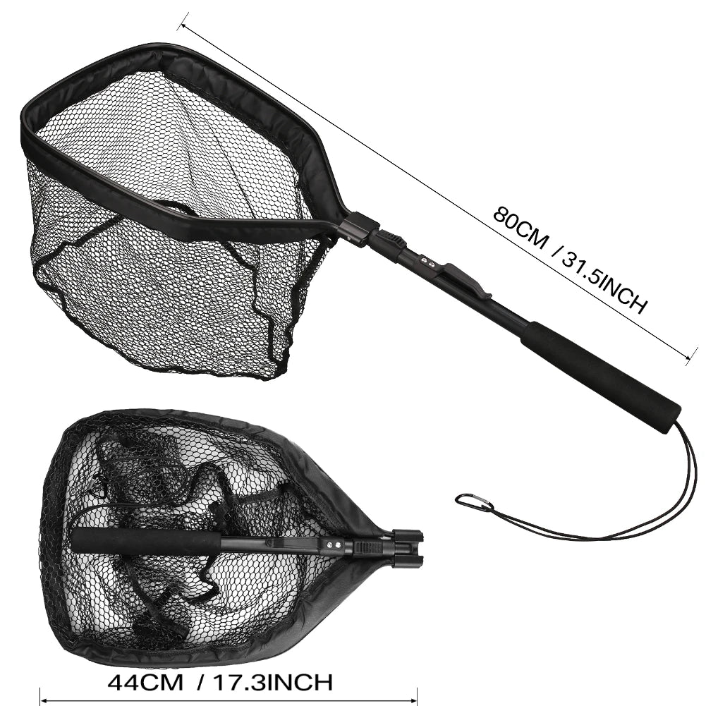 Nova Fishing Landing Net - Aluminum Alloy Telescoping Folding Mesh Net - Safe Fish Catching & Releasing