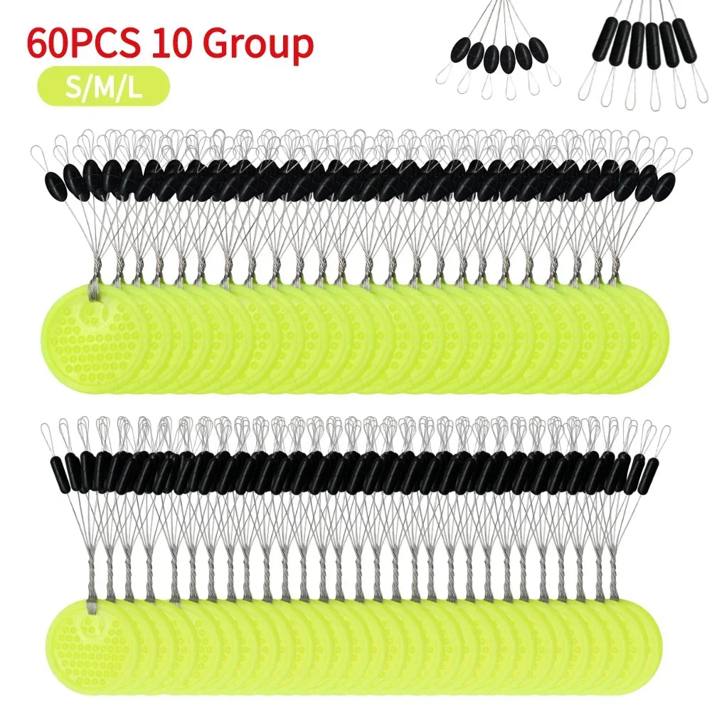 Nova Rubber Space Beans – Oval & Column Bobber Stops for Float Fishing (60pc)