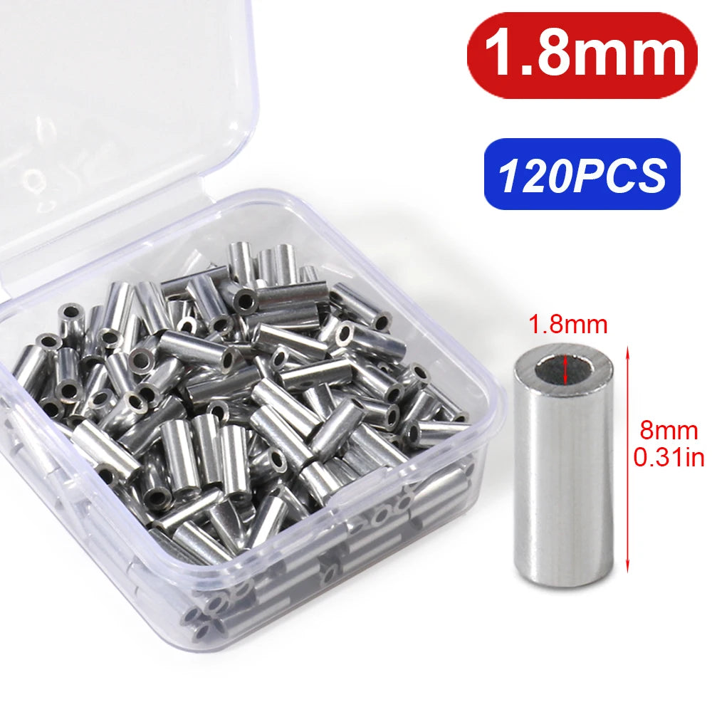 Nova Aluminum Crimp Sleeves – Oval & Round Leader Crimps for Wire Rigs (120pc Box) 1.8x8mm Round 120Pcs Nova Fishing & Outdoors