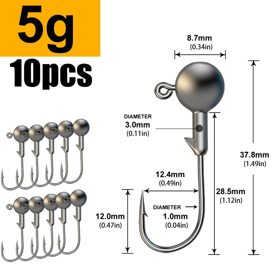 Jig Head Hook Assortment – 1g to 28g Weights for Soft Plastics 5g Nova Fishing & Outdoors