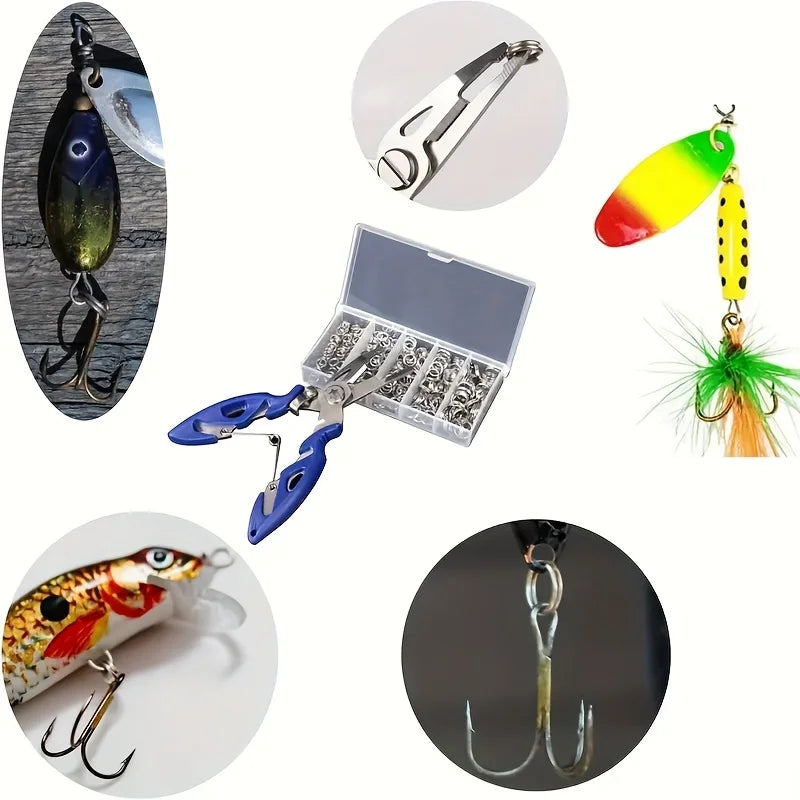 Nova Stainless Steel Split Rings – Heavy-Duty Lure Connectors with Pliers (100/200pc)