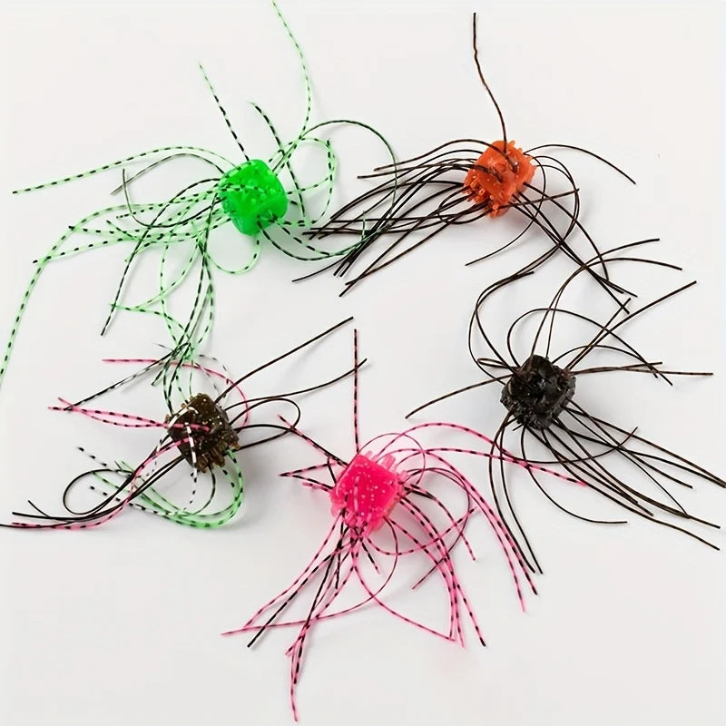 Nova Soft Fishing Lure Set - 5pcs Dice Rubber Bass Bait with Silicone Skirts for Freshwater & Saltwater, Multi-Col