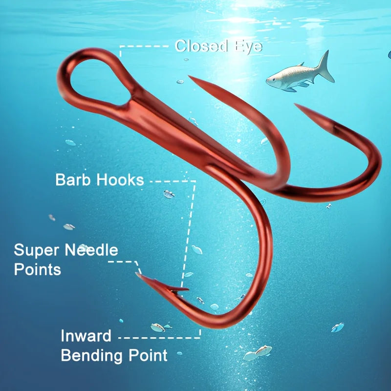Nova Treble Hook Value Set – Strong Sharp Round Bend Lure Hooks, Saltwater & Freshwater (50/130pc)