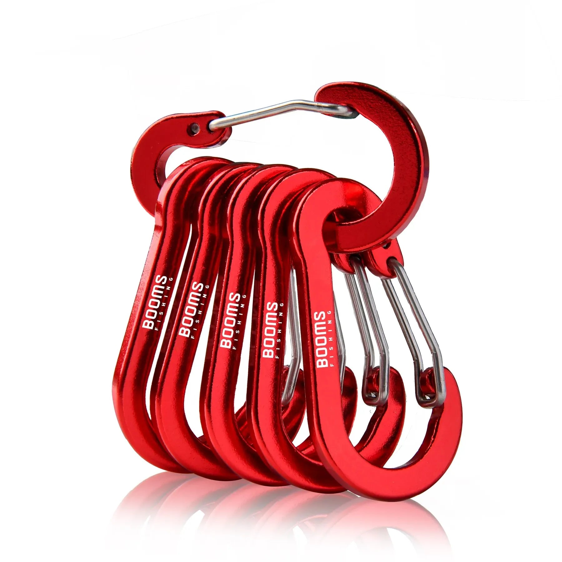 6-Piece Aluminum Carabiner Snap Clips – Secure Gear Connectors Red 6pcs Nova Fishing & Outdoors