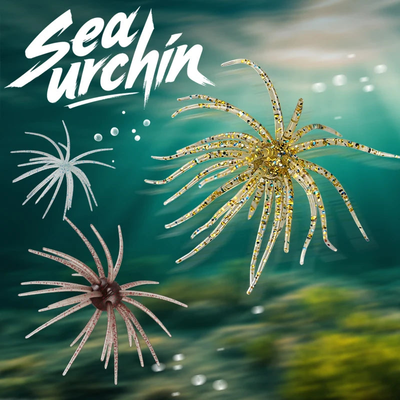 Nova Floating Sea Urchin Soft Lure Set - 2Pcs Radical Spined Finesse Lures - Tear-Resistant TPE Bionic Bait