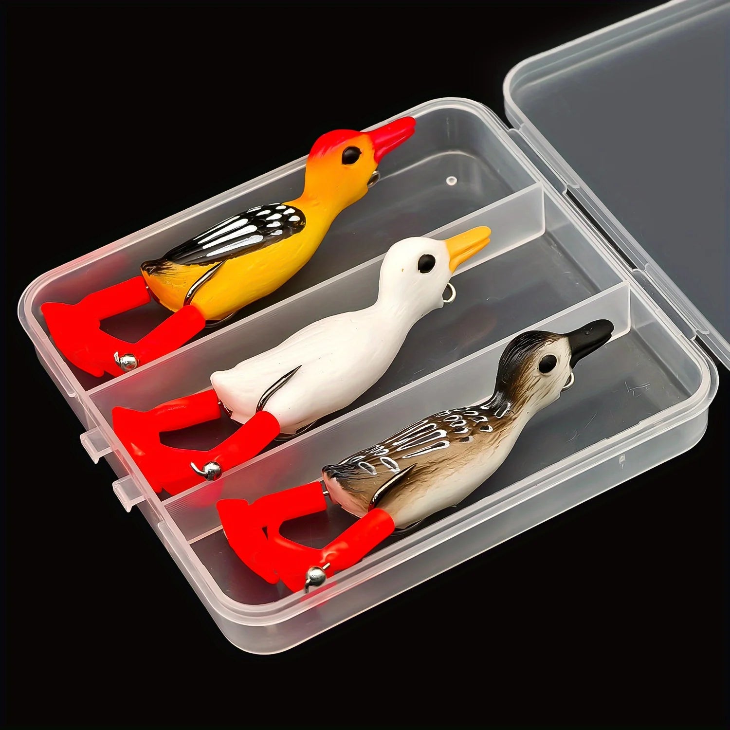 Nova 3Pcs Premium Topwater Frog & Duck Shaped Fishing Lures Set with Tackle Box Soft Baits for Bass FCP29-554 Nova Fishing & Outdoors