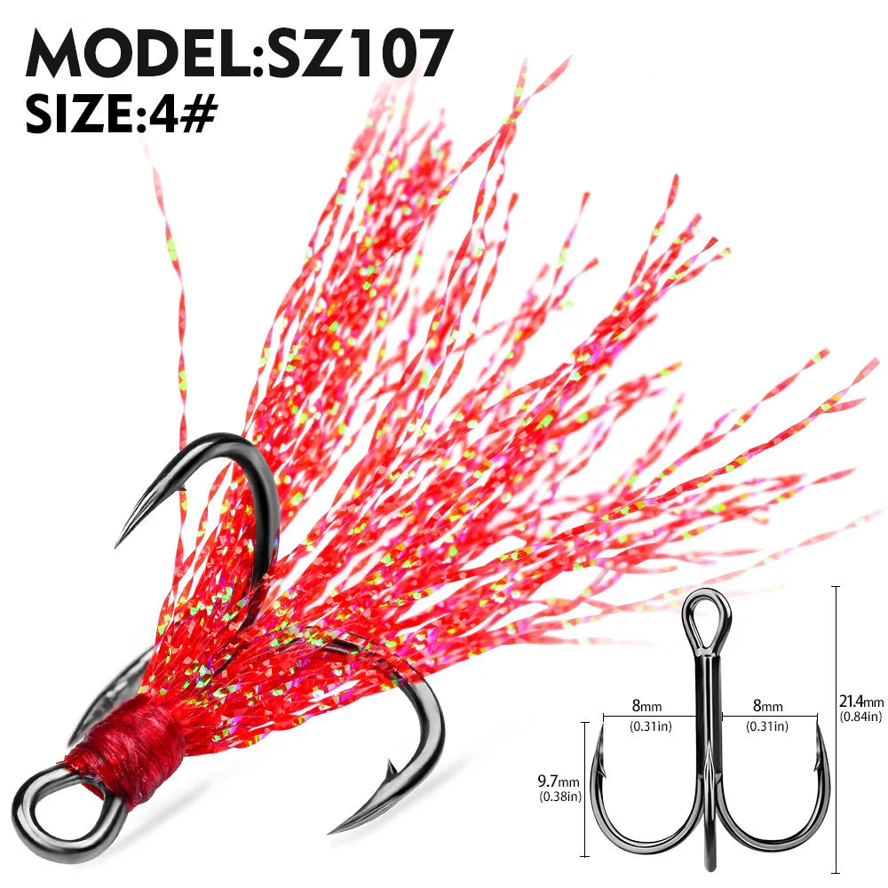 Nova Feathered Treble Hooks – 4X Strong Dressed Trebles for Topwater & Crankbaits (5/10-Pack) Red Size 4 Nova Fishing & Outdoors