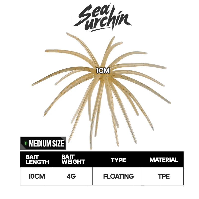 Nova Floating Sea Urchin Soft Lure Set - 2Pcs Radical Spined Finesse Lures - Tear-Resistant TPE Bionic Bait Golden Nova Fishing & Outdoors