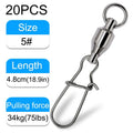 20-Piece Swivel Snap Connectors with Ball Bearing Rolling Ring - 20Pc Ball Bearing Size5 20PCs Nova Fishing & Outdoors