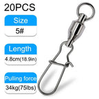 20-Piece Swivel Snap Connectors with Ball Bearing Rolling Ring - 20Pc Ball Bearing Size5 20PCs Nova Fishing & Outdoors
