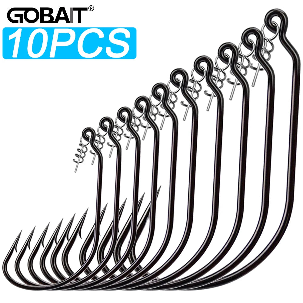 Nova Screw Lock Worm Hooks – Spring-Lock Offset Hooks for Soft Lures, Sizes 1-9/0 (10-Pack)