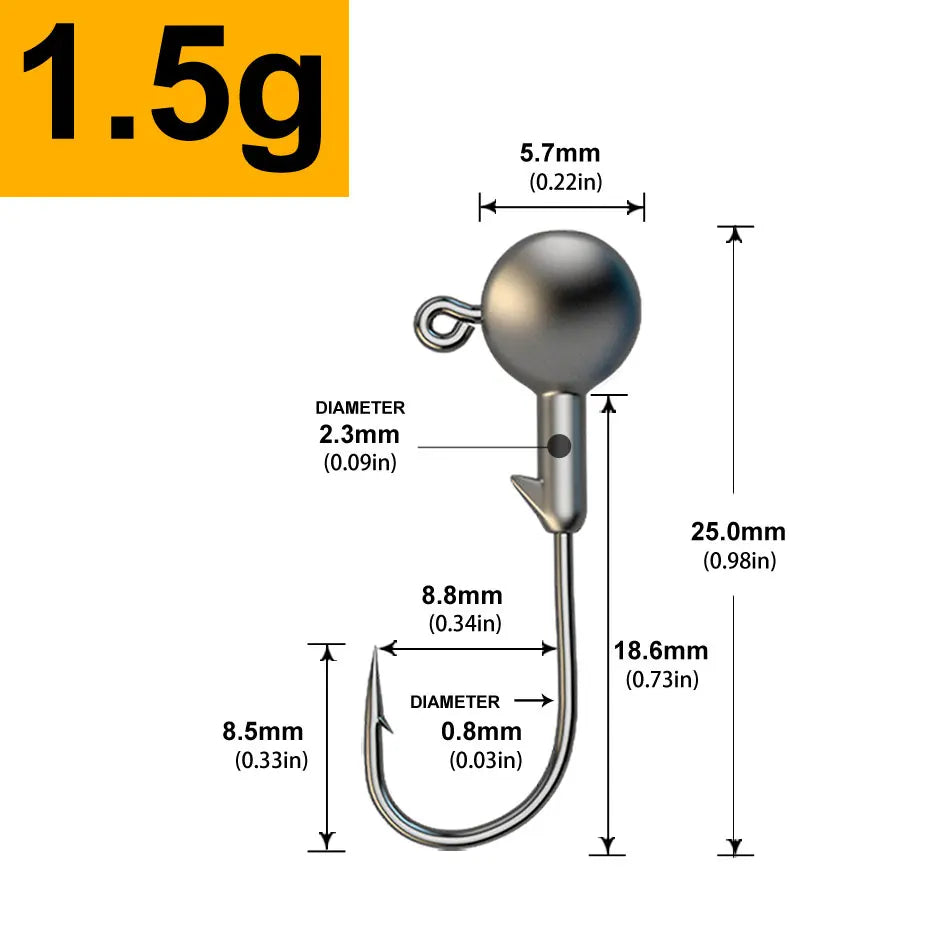 Jig Head Assortment – 30pcs, 1g to 28g Round Head Hooks for Soft Lures 1.5g 30 Pieces Nova Fishing & Outdoors
