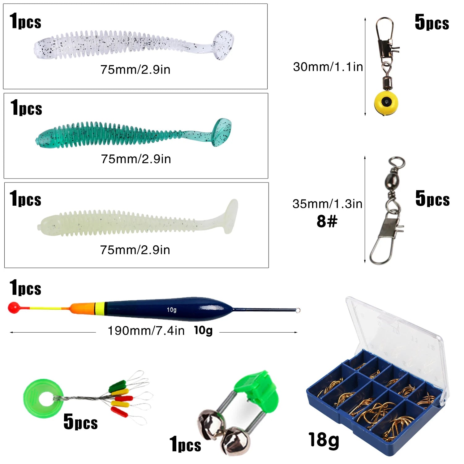 Nova Freshwater Fishing Starter Pack - Soft Plastics, Jigheads, and Rigging Hardware Box Combo Lure set 1 Nova Fishing & Outdoors