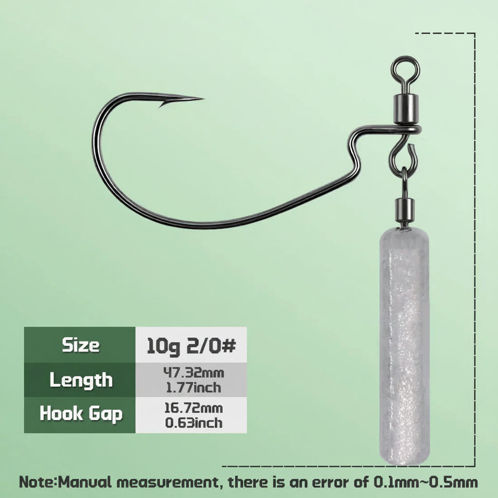 Nova Drop Shot Rig Kit – Pre-Weighted EWG Hooks with Sinker for Bass (5-Pack) 10g 2-0Hook Nova Fishing & Outdoors