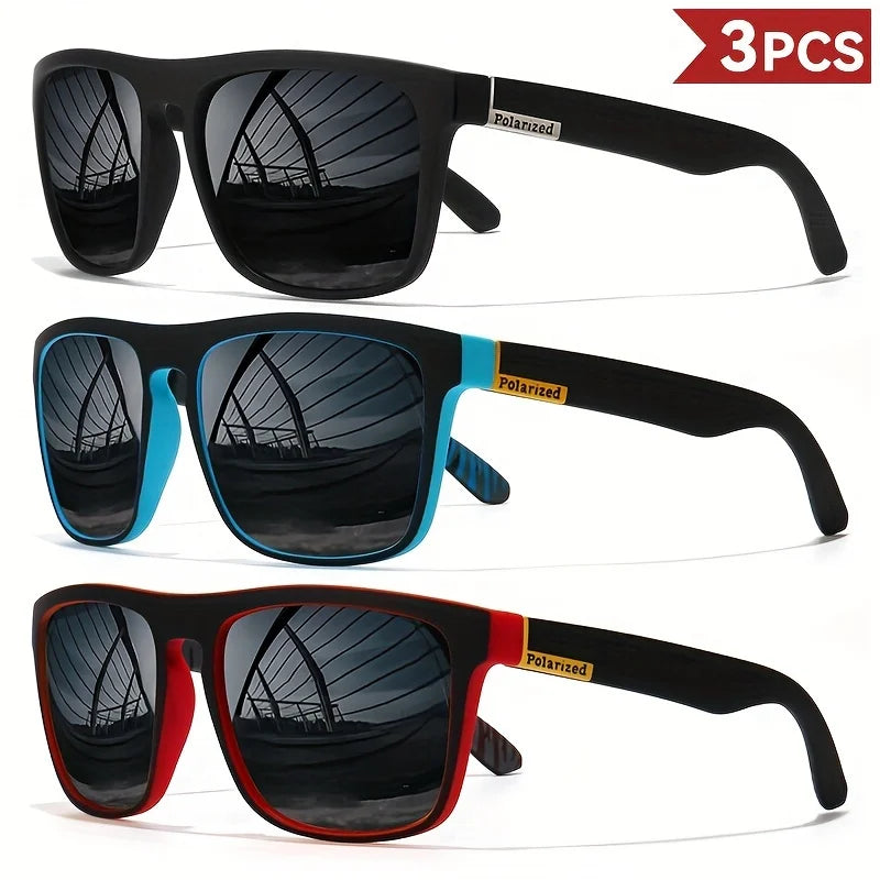 Polarized Square Sunglasses for Fishing & Driving – Men & Women - Square Frame 3PCS-1 Nova Fishing & Outdoors
