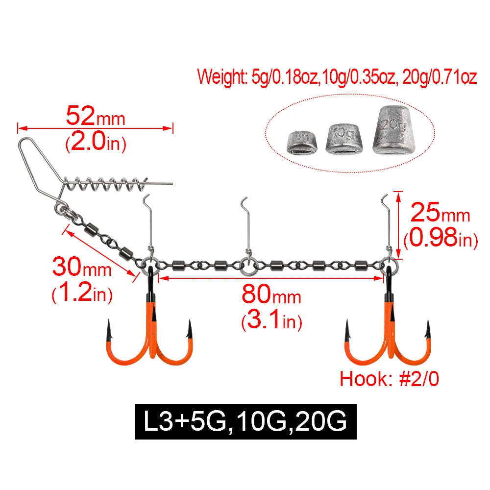 Nova Stinger Rig Kit – UV 2X Treble Hooks with Weighted Swivel for Pike & Bass Swimbaits L3 Nova Fishing & Outdoors
