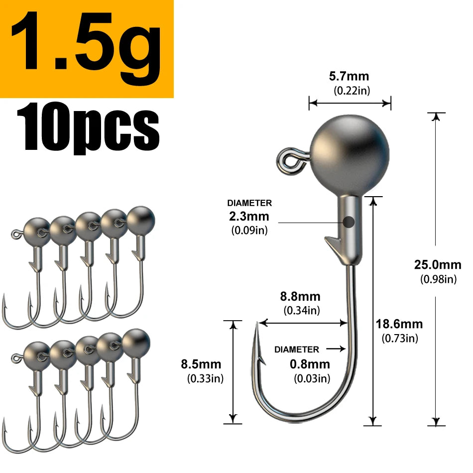 Jig Head Hook Assortment – 1g to 28g Weights for Soft Plastics 1.5g Nova Fishing & Outdoors