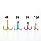 Nova Colorful Treble Hooks – Antirust Barbed Lure Hooks, Sizes #4-#10 (10-Pack)
