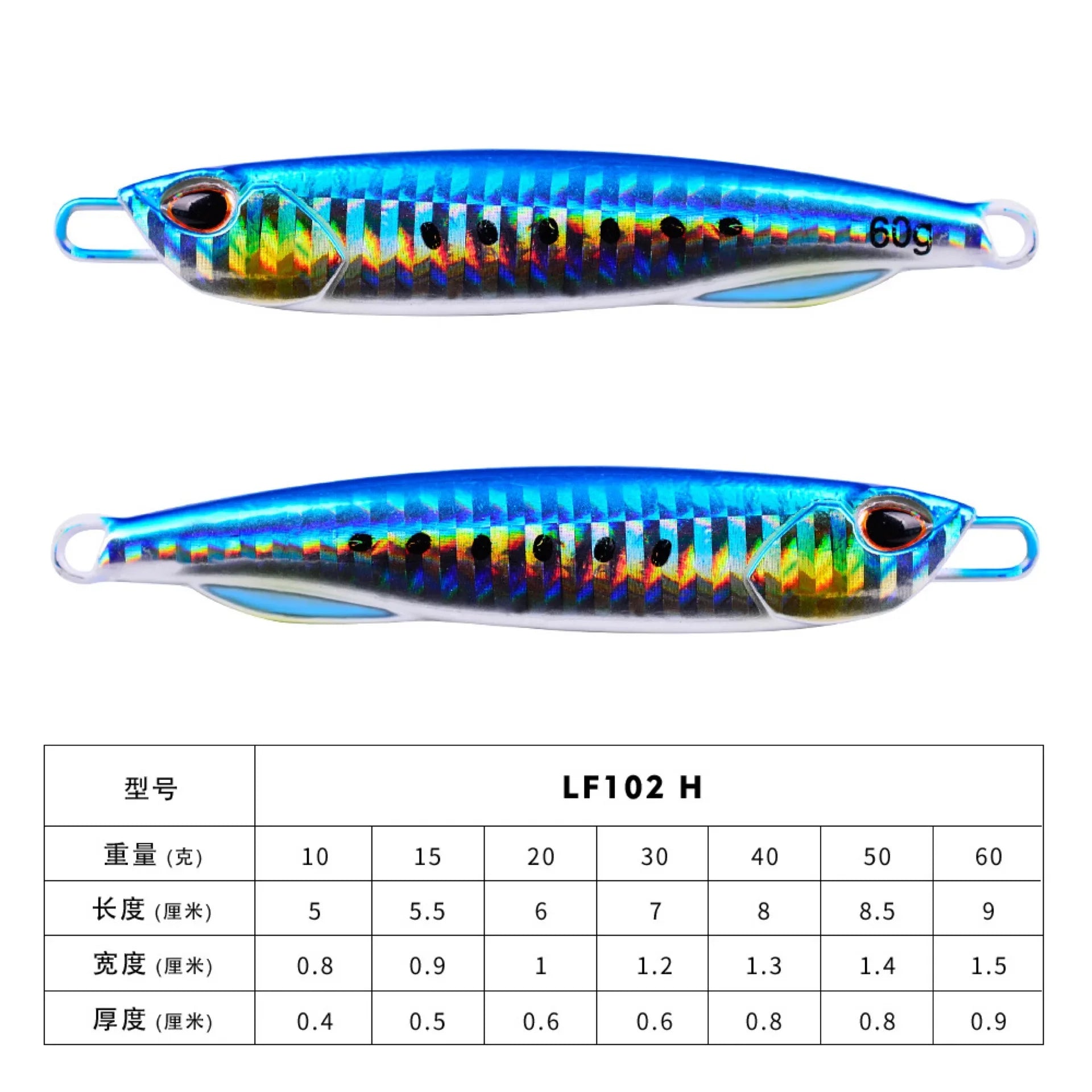 Baitcaster Practice Plug Set – 10-60g Metal Jigs for Casting Drills H (No Hook) Nova Fishing & Outdoors