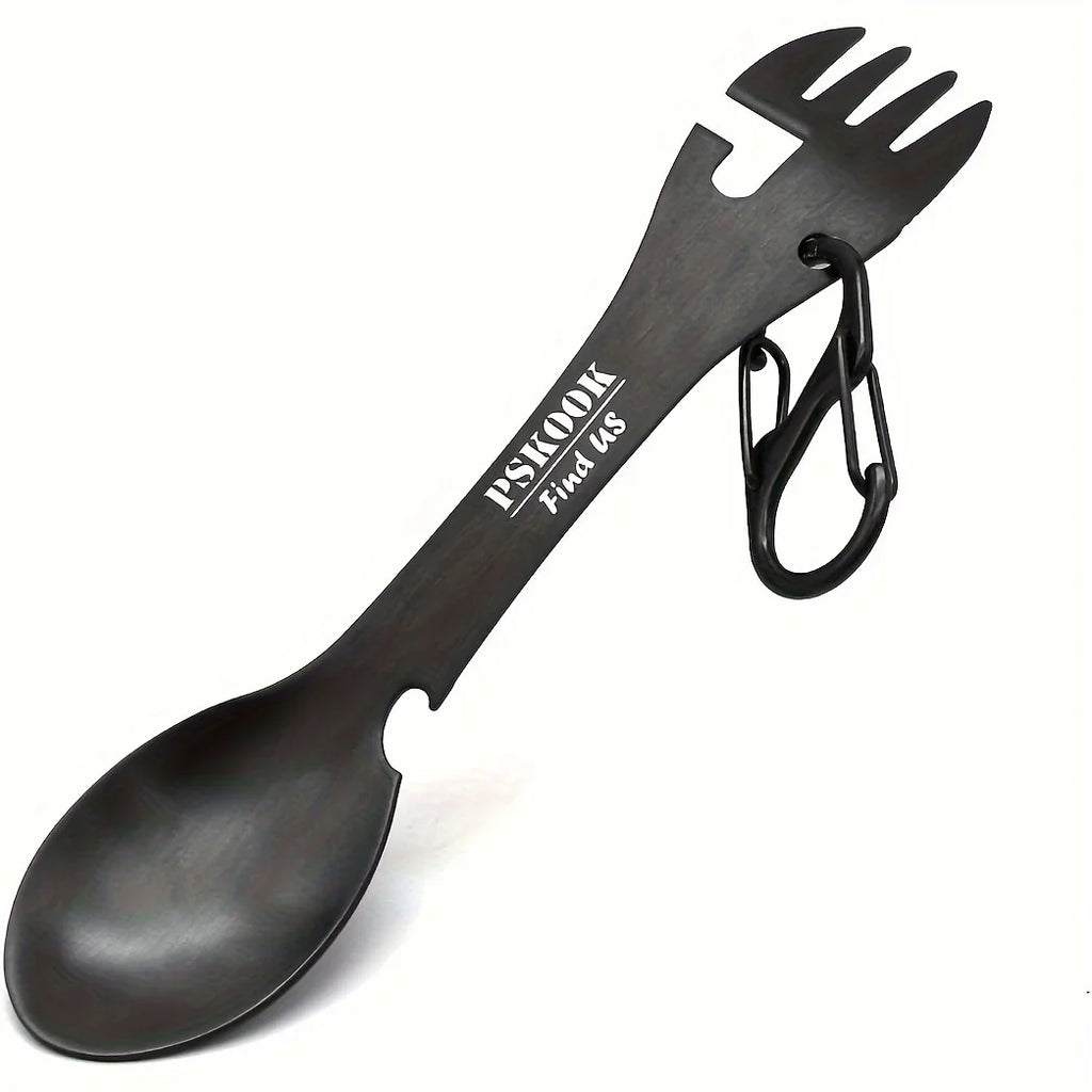 5-in-1 Camping Spork – Stainless Steel Multitool with Clip Titanium Plated Nova Fishing & Outdoors