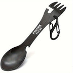 5-in-1 Camping Spork – Stainless Steel Multitool with Clip Titanium Plated Nova Fishing & Outdoors