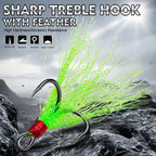 Nova Feathered Treble Hooks – 4X Strong Dressed Trebles for Topwater & Crankbaits (5/10-Pack)